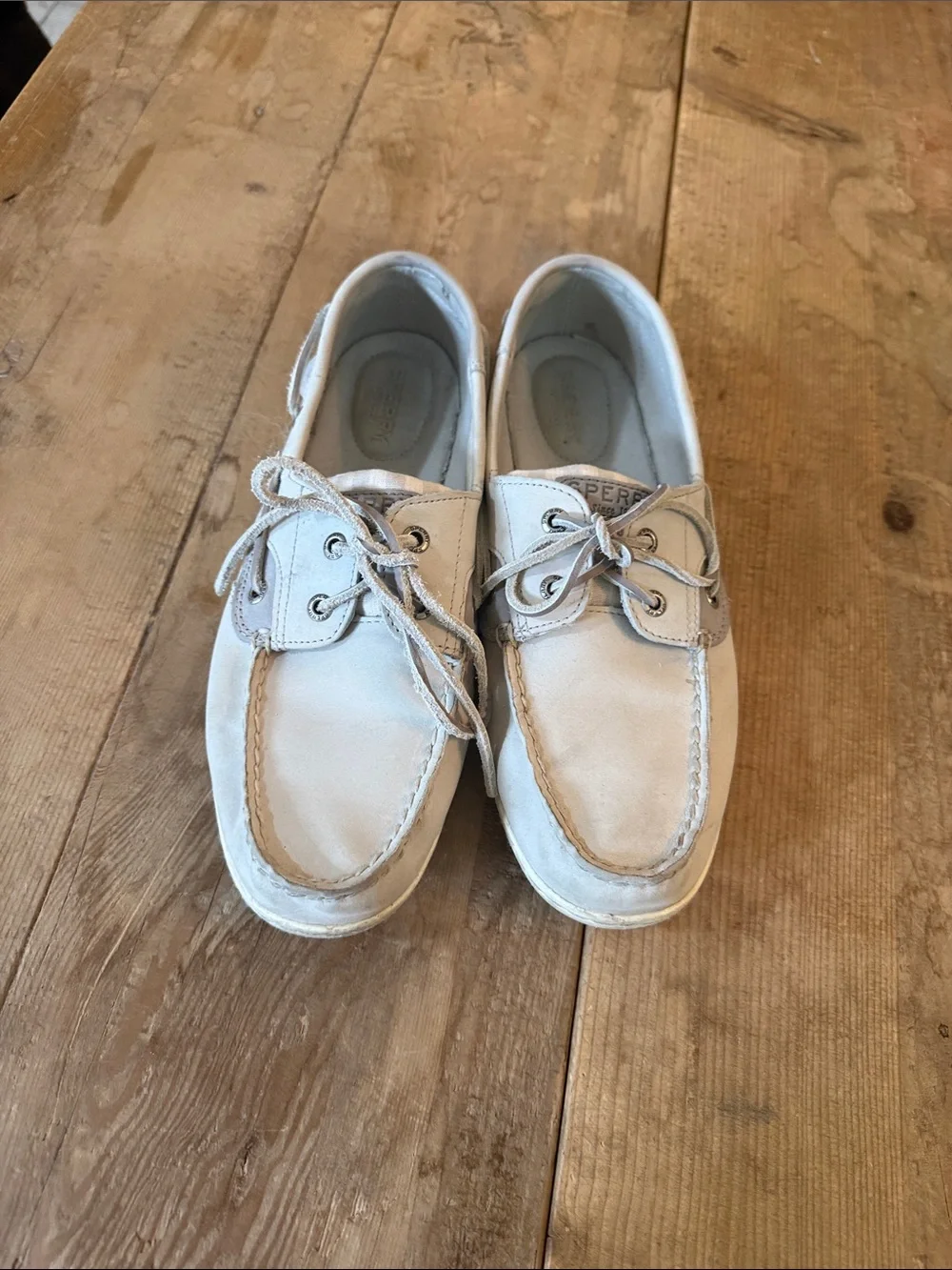 Sperry Men's White Canvas Boat Shoes with Lace Tie